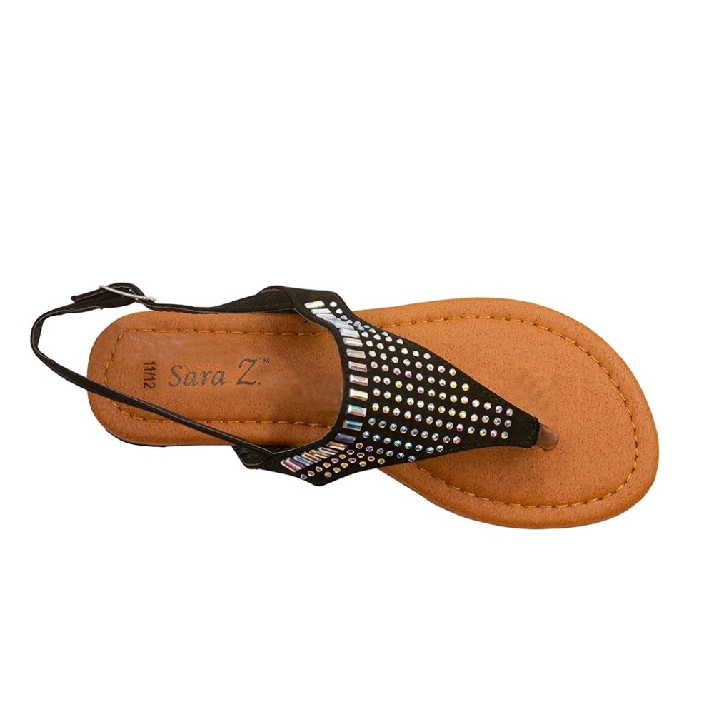 Girls Sz 2/3 Black Thong style Studded Sandals NWT